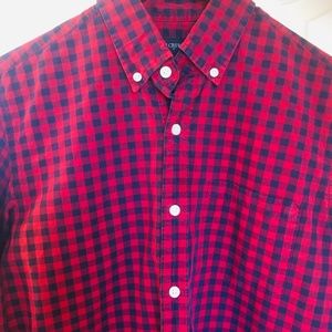 J. Crew Men's Red Blue Plaid Long Sleeve Shirt
